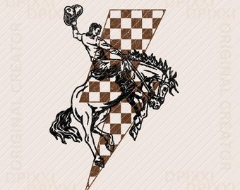 Trueno Vaquero PNG * Diseño Western a Cuadros Descarga Digital Instantánea / Diseños Western de Moda, Archivos PNG Western, Camisa de Moda PNG, Descargar