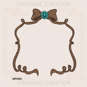 Turquoise Bow Checker png * Gemstone Shape Digital Download Western Design Turquoise Frame Sublimation Design #357