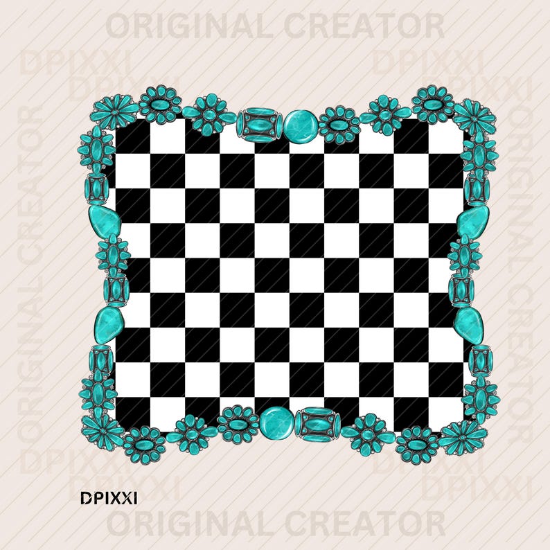 Turquoise Frame Png * Turquoise Checker Shape PNG Digital Download ...