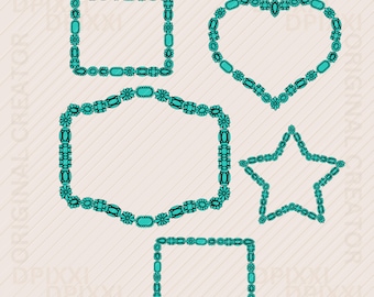 Bundle Turquoise Frame Shape png * Rectangle, Square, Heart, Star, Western png, Cowboy Sublimation Designs, Western Clipart #559