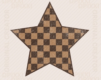 Distressed Chocolate Brown Star Checker png #112 * Background Checkered Star, Checkered patches, Checkered Png sublimation, Digital Download