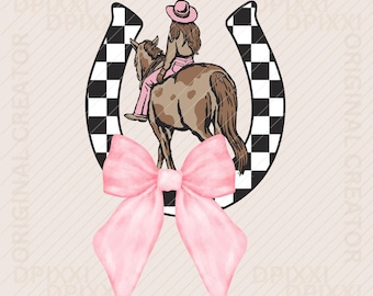 2 ZESTAWY Różowa kokardka Kowbojka Podkowa PNG * Retro Rodeo Clipart | Grafika Kowbojka | Retro Kowbojka w stylu vintage, sublimacja Retro Clipart #270