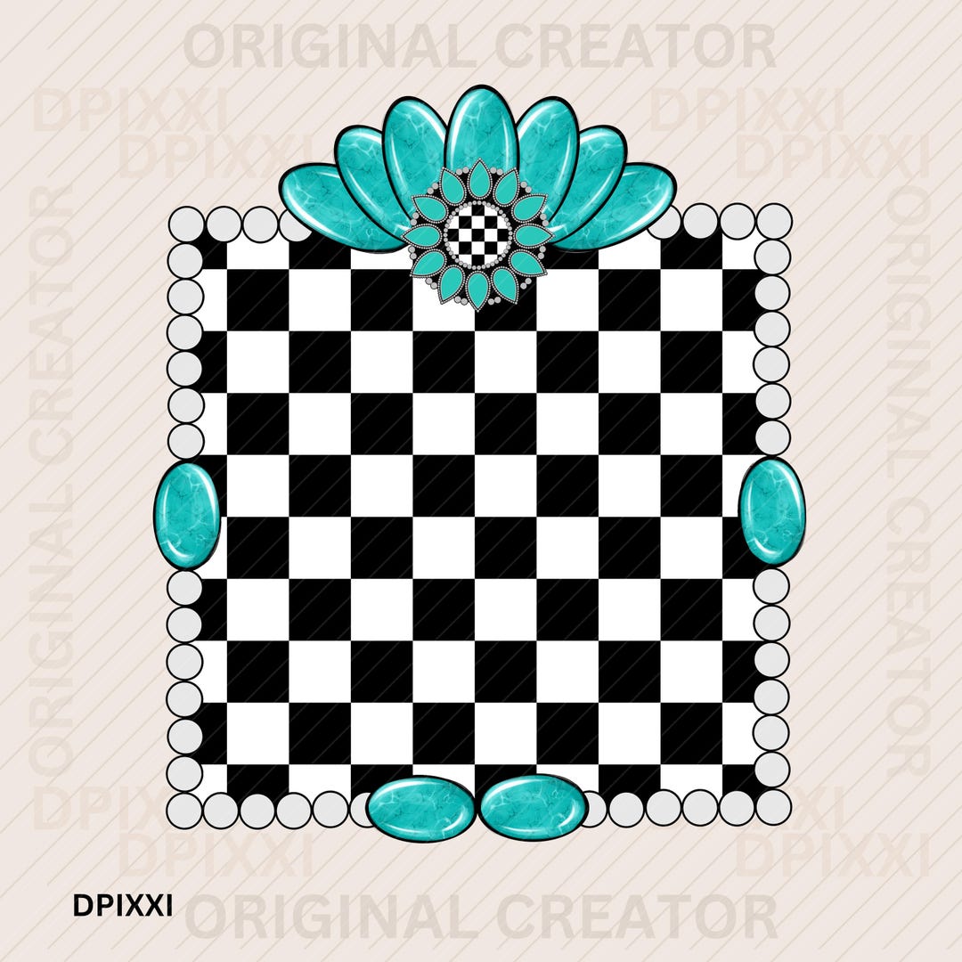 Turquoise Checker Square #116 * Shape PNG Digital Download | Western ...