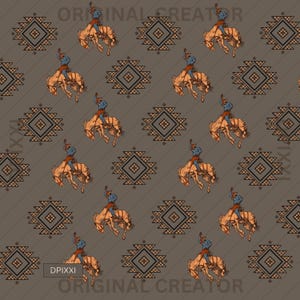 Aztec Western seamless pattern. Western Cowboy png. Digital download only. Png file
