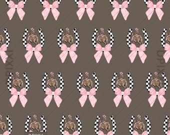 Seamless Pattern Cute Bow Cowgirl Horseshoe, Western Seamless, Digital Download, Decor