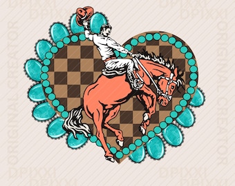 Cowboy with Checker Hearts & Turquoise Art png #43 * Pucker Up Western Valentines Retro Western Hearts Png, Vintage Cowboy Png