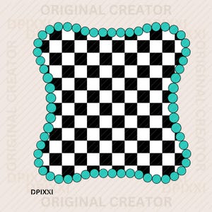Turquoise Frame png * Turquoise Checker Shape PNG Digital Download | Western Design | Turquoise Conchos Frame Sublimation Design #429