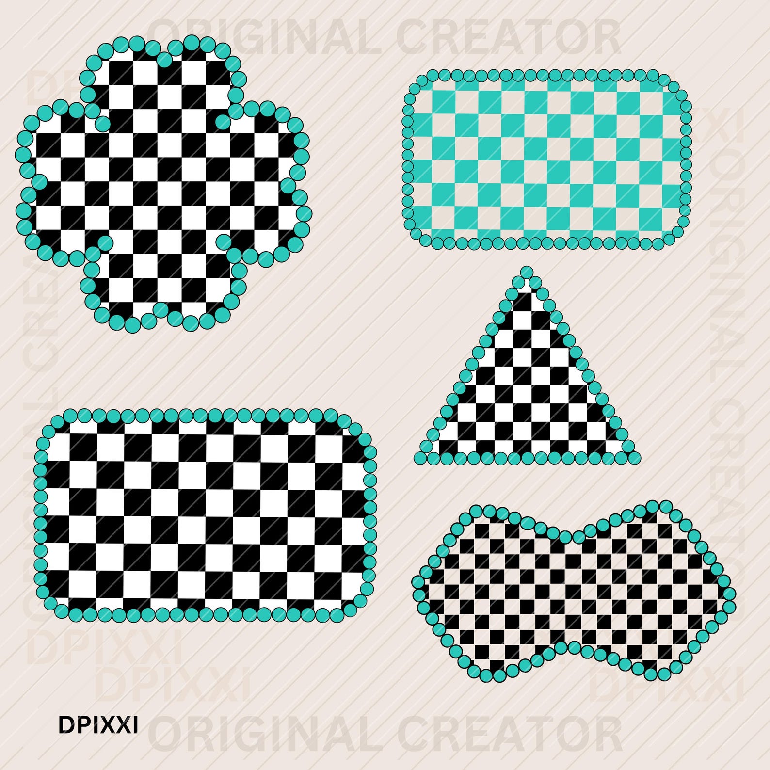 EDITABLE Turquoise Checker Frame Bundle Png, Svg * Turquoise Frame ...