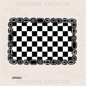 Classy Black Turquoise Frame png * Turquoise Rectangle Checker Shape PNG Digital Download | Western Design | Conchos Frame Sublimation #551
