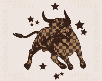 Checker Wild Bull PNG * Print Western Stier Schädel Sublimationsdesign Png, Western PNG, Western Clipart, Png Datei, Instant Download