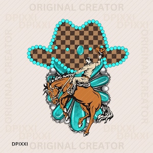 Howdy Cowboy Hat Turquoise Cowboy Western Instant Digital Download | Trendy Western Design, Western PNG, Trendy PNG, Trendy Download