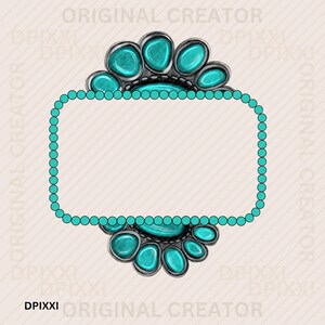Rectangle Turquoise Checker png Gemstone Shape Digital Download Western Design Turquoise Frame Sublimation Design #113