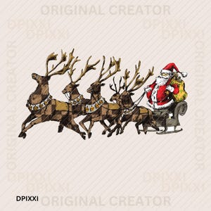Checker Reindeer Cowboy Santa Christmas Western Instant Digital Download | Trendy Western Design, Western PNG, Trendy PNG Downloads
