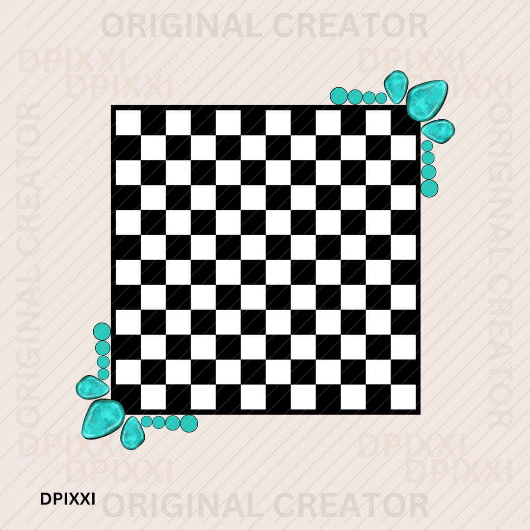 Square Turquoise Checker Digital Frame Printable Png * Shape Digital ...