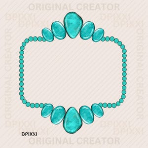 Turquoise Checker Digital Frame Printable png * Shape PNG Digital Download Western Design Turquoise Conchos Frame Sublimation Design #361