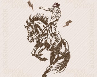 Thunder Cowboy Rodeo PNG * Western png, Horse Png, Western Sublimation, Cowboy Rodeo Png, Western Graphics, Shirt Design, Digital Download