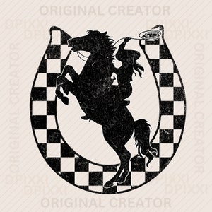 Retro Rodeo Western Png, Checkered Print Cowgirl, Western PNG, Png File, Instant Download, Shirt Design, Boho Design, Original Creator