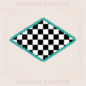 EDITABLE quadrilateral checker frame png, svg * square turquoise frame, frame art, digital frame, turquoise design frame, turquoise checker
