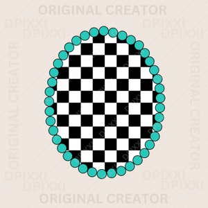 EDITABLE Oval checker frame png, svg * oval turquoise frame, frame art, digital frame, shapes, turquoise design, frame turquoise checker