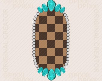 Türkis Perle Checker Form PNG #103 * Digital Download | Western-Design | Türkis Conchos Rahmen | Sublimationsdesign