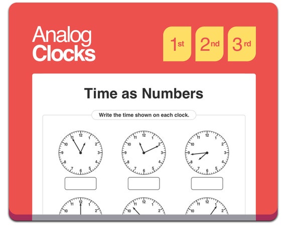 analog clocks 1st 2nd 3rd grade telling time worksheets etsy
