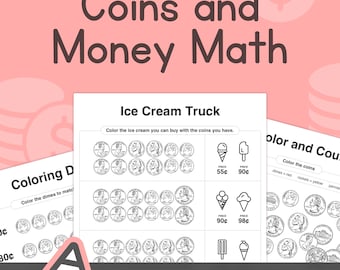 Coins and Money Math – K, 1st, 2nd Grade Coin Worksheets – No Prep (Printable PDF)