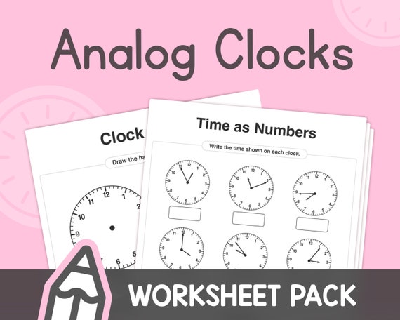analog clocks 1st 2nd 3rd grade telling time worksheets etsy