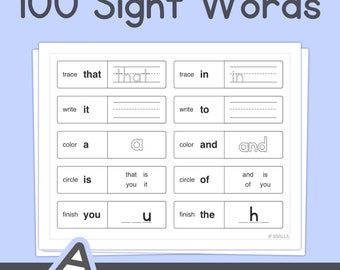 Pierwsze 100 słów wzrokowych – K, Arkusze ćwiczeń ze słownictwa dla klasy 1 – bez przygotowania (plik PDF do wydruku)