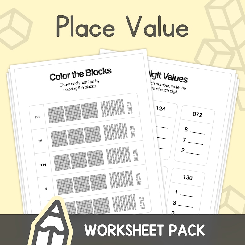 Place Value – 1st, 2nd, 3rd Grade Place Value Worksheets – no Prep ...