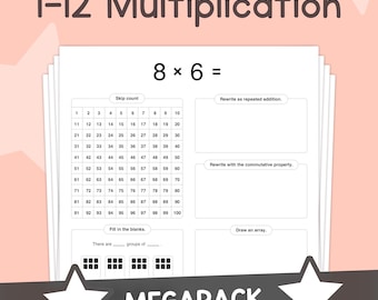 Megapack faktów o mnożeniu – Arkusze ćwiczeń do nauki mnożenia dla klas 1, 2 i 3 – bez przygotowania (do wydruku w formacie PDF)