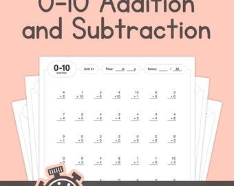 Addition & Subtraction Drills (0-10) – K, 1st Grade Add and Subtract Quizzes – No Prep (Printable PDF)