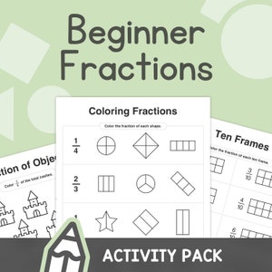 Fractions for Beginners – 1st, 2nd, 3rd Grade Simple Fractions Worksheets – No Prep (Printable PDF)