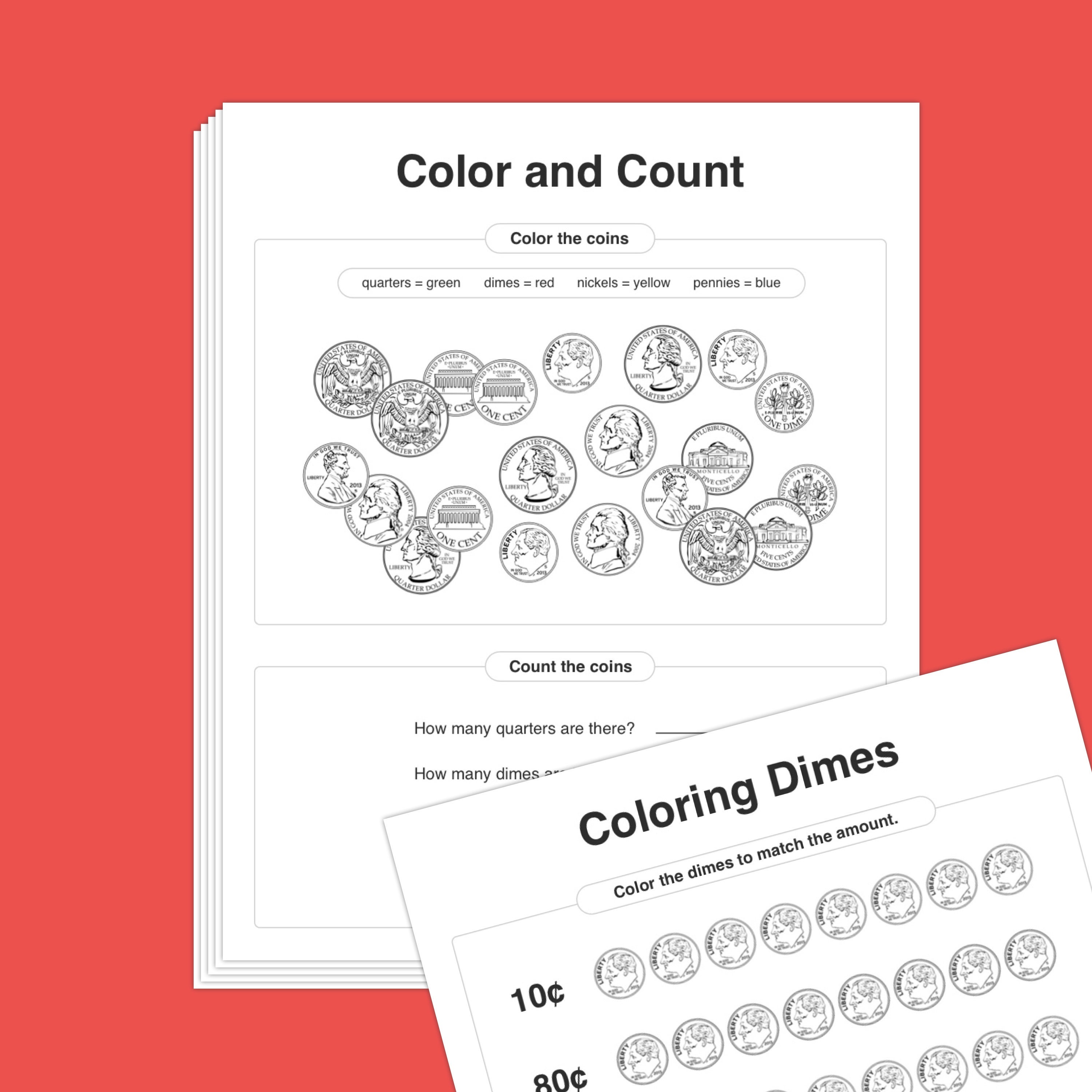 coins and money math k 1st 2nd grade coin worksheets no etsy