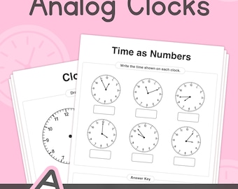 Zegary analogowe – Arkusze ćwiczeń do nauki odczytywania czasu dla klas 1, 2 i 3 – bez przygotowania (plik PDF do wydruku)