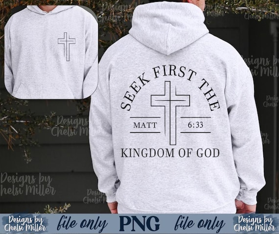 Matthew 6:33 Christian Hoodie Design | Cross Outline (Digital Download ZIP)