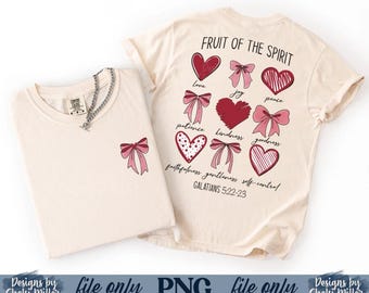 Frucht des Geistes PNG | Galater 5:22-23 Shirt Design | Christian Schleifen Herz PNG | Glaube Valentine Design | Bibel Vers PNG