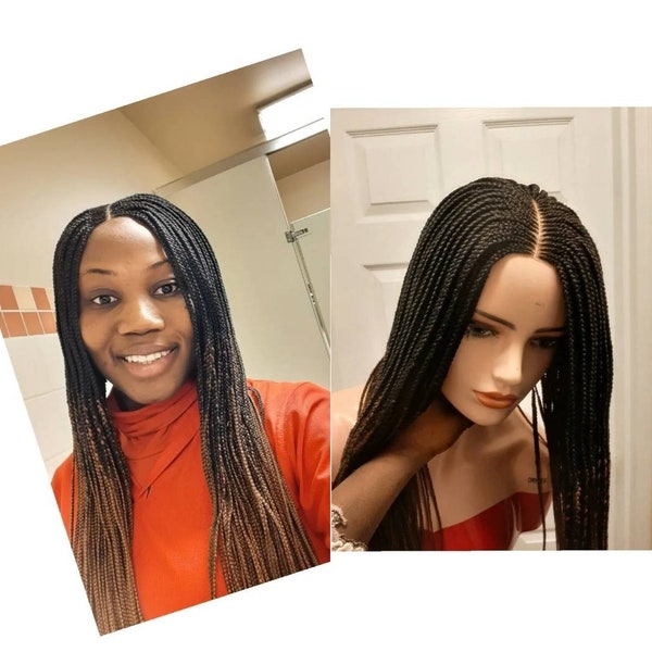 Ready to ship* ombre braided wigs. Center part cornrow wig. Custom made wigs