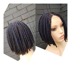 Bob wig, blue bob wig, short bob wig, 8&quot; Bob wig. Blue bob mix, 2x4 closure wig.  Closure wig