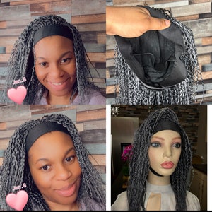 Senegalese twist wig, headband wig curly wig,  grey braids, grey wigs