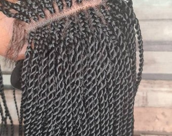 Peluca de trenza mediana, peluca de trenza mediana, trenza senegalesa, trenza grande, trenza mediana, hermosa peluca de trenza, peluca trenzada a mano, trenza senegalesa hecha a mano