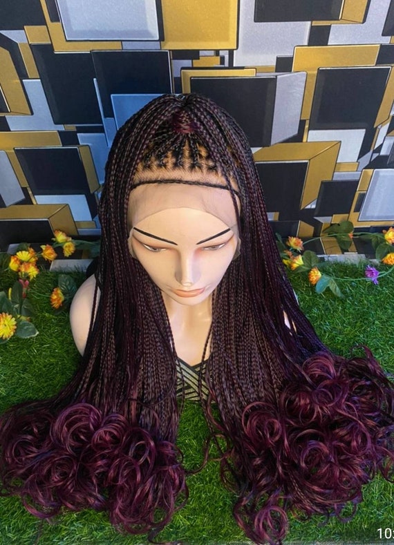 Handmade Braided Box Braids Wig, Ear to Ear Braided Frontal Wig