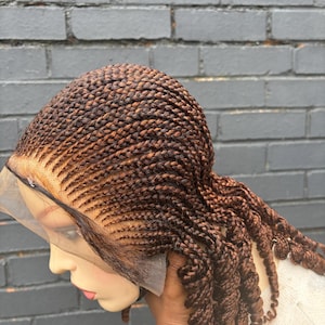 all back cornrow, cornrow wig, glueless cornrow lace wig, feed in braids wig, short braids,curly braids wig, ready to ship wig, ombré braids