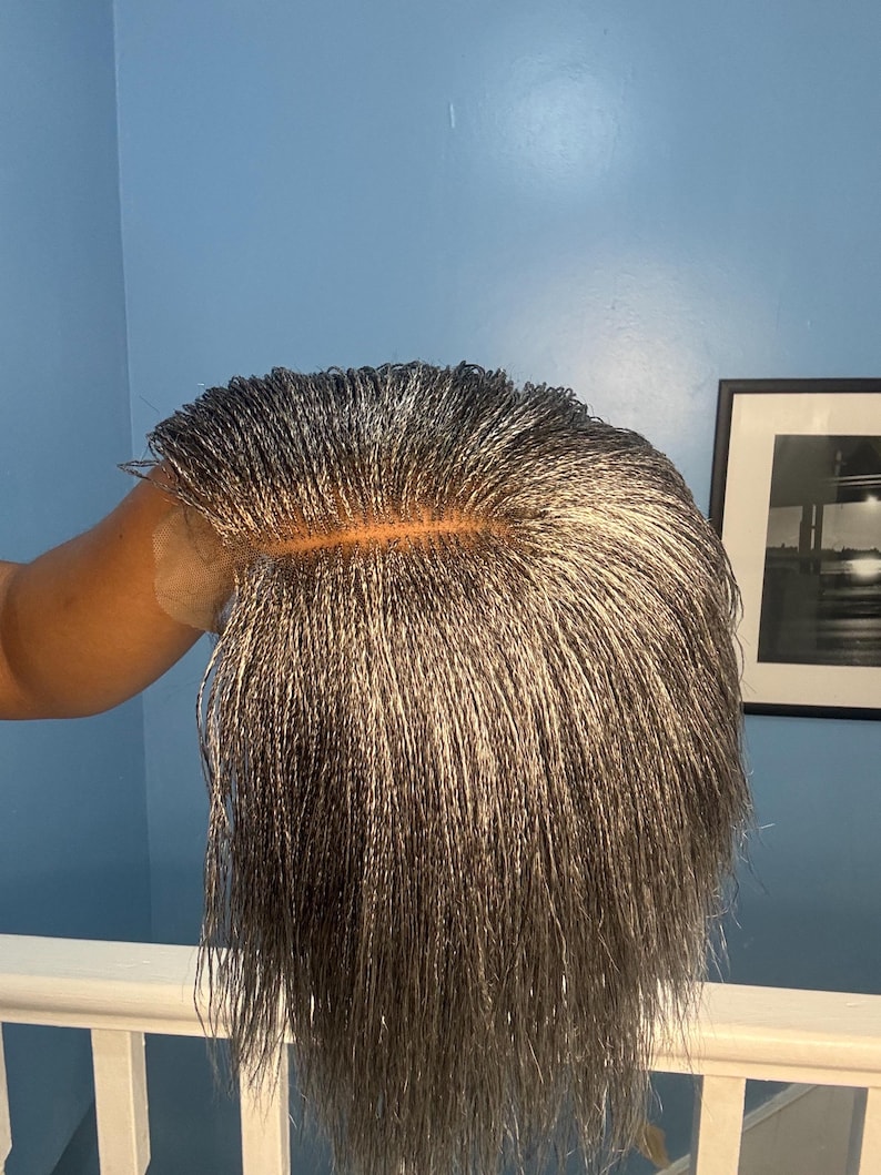 Salt and Pepper Wig, 6-8 Inches Grey Braids, Feathers Twist Wig, Short ...