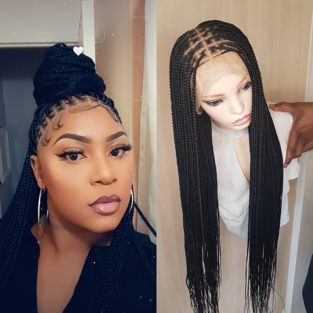 Braided Lace Wig Hand Braided Wig Full Lace Wig Braided Wig Etsy