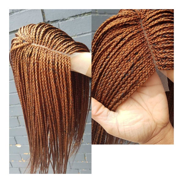 Colour 30 shoulder length  12" tiny braids, small braids, box braids  braided wigs, braids wig, closure wig