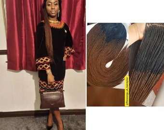 READY TO SHIP* braided wig,  ombre wig, long braids, braided wigs, micro twists wig 26"
