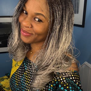 Salt and pepper wig, 14-16 inches grey braids, feathers twist wig, short skinny twist, Senegalese Twist Wig,  light Grey hair curly hair