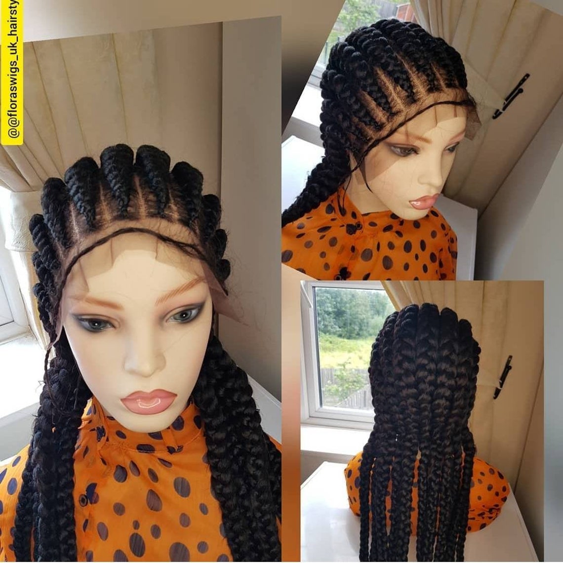 Braided Lace Wig All Back Cornrow Wig Full Lace Wig. Lace Etsy