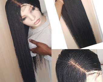 Micro Twist Wig,  black braided twist wig, blonde and chestnut wig, long braids, waist length hair, custom wigs ready to ship wigs,