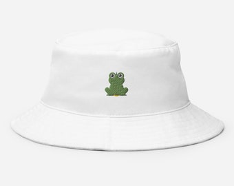 Embroidered Frog Bucket Hat